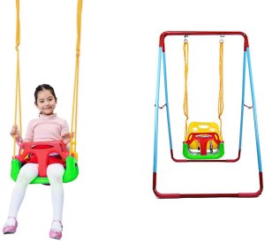 Huśtawka kubełkowa ogrodowa dla dzieci 3w1 mocna 4