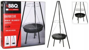 Grill wiszący z paleniskiem 52cm Stalowy czarny z rusztem chromowanym 2