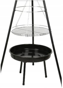 Grill wiszący z paleniskiem 52cm Stalowy czarny z rusztem chromowanym 4