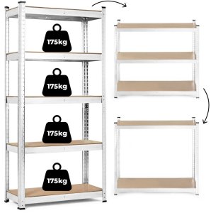 Regał magazynowy 180x90x30 cm stal galwanizowana 5 półek 875 kg ModernHome 1
