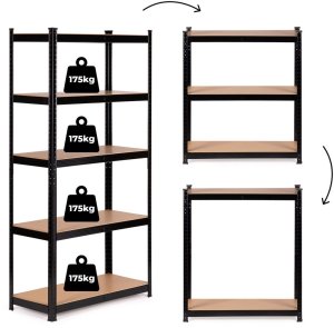 Regał metalowy magazynowy 180x90x40 cm do garażu piwnicy 5 półek 875 kg ModernHome 1