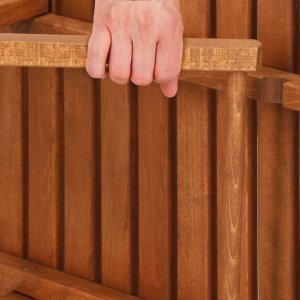 Meble ogrodowe składane drewniane na balkon stół i dwa krzesła impregnowane brązowe UNIWERSALNY 7