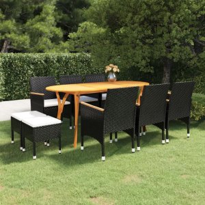 Dining Set Black, Cream White 1