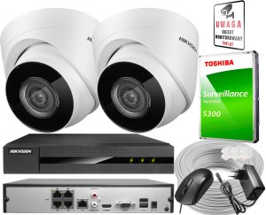 Zestaw dwóch kamer IP DS-2CD1341G0-I/PL 4 Mpx, rejestrator NVR-4CH-4MP/4P Hikvision 1