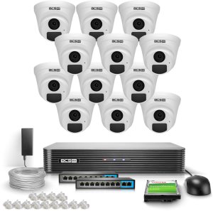 Monitoring IP 5Mpx BCS Basic 2K+ 1TB H265 12x BCS-B-EIP15FR3(2.0) 2.8mm IR 30m 1
