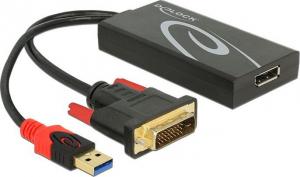 Adapter AV Delock DVI-D - DisplayPort + USB-A czarny (62596) 1