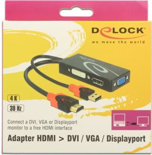Adapter AV Delock DisplayPort - HDMI - D-Sub (VGA) - DVI-I czarny (62959) 2