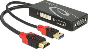 Adapter AV Delock DisplayPort - HDMI - D-Sub (VGA) - DVI-I czarny (62959) 1