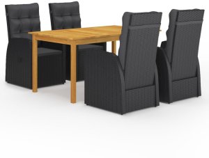 Garden Dining Set Black 1