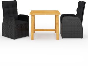 Garden Dining Set Black Poly Rattan Height-Adjustable 1