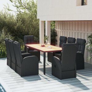Garden Dining Set Black 1