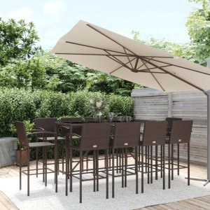 Garden Bar Set Brown PE Rattan Large Footrest Garden Bar Set 1