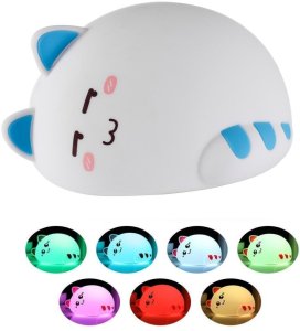 Silikonowa lampka nocna LED kolory KOT KOTEK 2