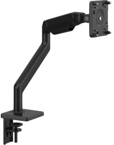 Befestigungskit (neigbare Halterung, Monitorarm, VESA-Hulle, zweiteilige Klemmhalterung mit Sockel, abgewinkelt / dynamischer Link) - fur LCD-Display - Bildschirngrosse: bis zu 864 mm (bis zu 34 Zoll) - schwarz mit schwarzem Streifen - Montageschnitts 1