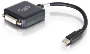 C2G 20cm Mini DisplayPort to DVI Adapter - Thunderbolt to Single Link DVI-D Converter M/F - Black - DisplayPort-Kabel - Mini DisplayPort (M) zu DVI-D (W) - 20 cm - Schwarz 1