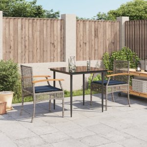 Patio Dining Set Set of 2 Gray PE rattan Compact Modern 1