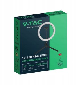 Lampa pierścieniowa LED Ring V-TAC 10W fi255mm Statyw Pilot VT-45010 3200K-5500K 550lm 7