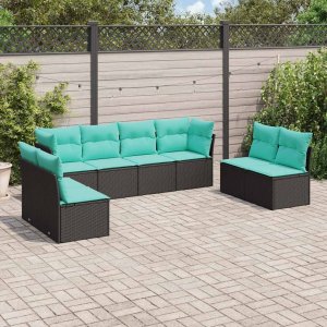 Garden Sofa Set Black, Blue 1