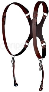 Uprząż na 2 aparaty Reporter Corio 35 - BRM Skóra - Medium Brown 1