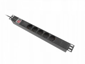 LISTWA ZASILAJĄCA RACK PDU 19" LANBERG 1U 16A 5X SCHUKO 2M CZARNA C14 2