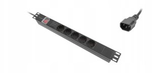 LISTWA ZASILAJĄCA RACK PDU 19" LANBERG 1U 16A 5X SCHUKO 2M CZARNA C14 6