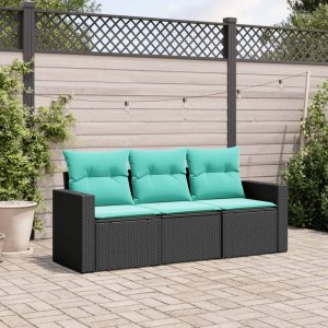 Garden Sofa Set Black, Blue 1