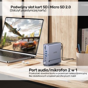 Stacja/replikator Unitek Universal DisplayLink Triple 4K USB-C/Thunderbolt (D1135AGY01) 12