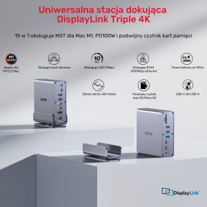 Stacja/replikator Unitek Universal DisplayLink Triple 4K USB-C/Thunderbolt (D1135AGY01) 19