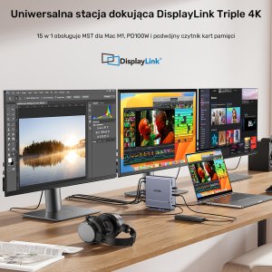 Stacja/replikator Unitek Universal DisplayLink Triple 4K USB-C/Thunderbolt (D1135AGY01) 20