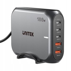 Unitek Szybka ładowarka sieciowa 2xUSB-A 3xUSB-C GAN 188W 1