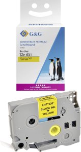 G&G Taśma 12mm x 8m sw-gb Kompatybilna z Brother TZe-631 3