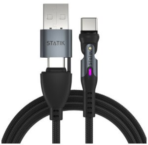 Kabel USB STATIK USB-A - USB-C 1 m Czarny (PUP-0521-3FT-RTL) 3