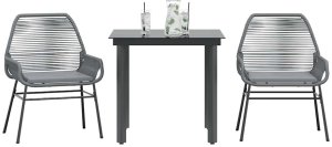 Garden Dining Set Grey PE Rattan 2-seater UV-resistant materials 1