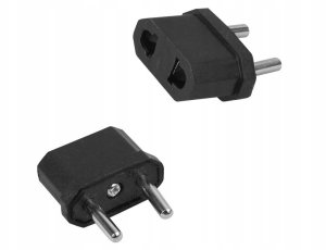Złącze AC Wtyk PL/ gniazdo USA, czarne. 2