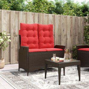Reclining Garden Bench Brown PE rattan Medium 1