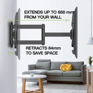 Manhattan TECHLY Wandhalterung fuer LCD TV 81,28cm bis 177,80cm Tragklast bis 45Kg Slim Schwarz Ausziehbarer Arm bis zu 688mm 6