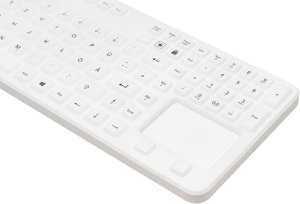Klawiatura Gett GETT GCQ CleanType Prime Touch+ Klawiatura silikonowa z touchpadem z blokiem numerycznym z magnesami IP65 podświetlane klawisze USB Kolor: biały Układ: CH 2