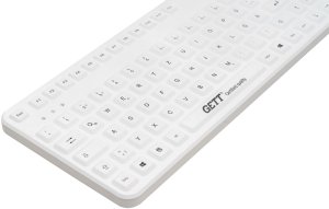 Klawiatura Gett GETT GCQ CleanType Prime Touch+ Klawiatura silikonowa z touchpadem z blokiem numerycznym z magnesami IP65 podświetlane klawisze USB Kolor: biały Układ: CH 3