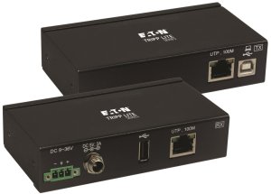 EATON TRIPPLITE 1-Port Industrial USB over Cat6 Extender ESD Protection PoC USB 2.0 Mountable 330ft. 100m TAA 1