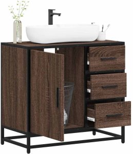 Bathroom Sink Cabinet Brown Oak Engineered wood, Metal Medium 1