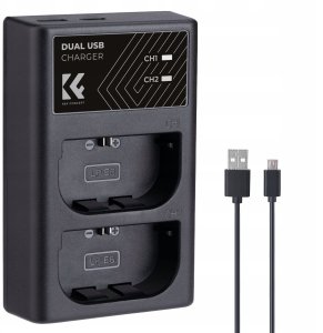 Ładowarka do aparatu Kf Podwójna Ładowarka Usb Do Lp-e6 N Nh Canon Eos R5 R6 R 5d 90d 6d 7d 80d K&f / Kf28.0007 3