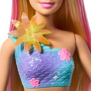 Lalka Barbie Mattel Syrenka Rozkwitające kwiaty Lalka z długimi blond włosami z różowymi pasemkami, funkcją rozkwitających kwiatów JDM72 4