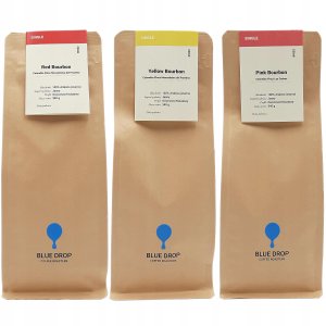 Kawa ziarnista Blue Drop 3 rodzaje Bourbonów RED/PINK/YELLOW 1