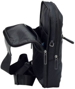 Piquadro, Trakai, Leather & Fabric, Mono Sling, Textile Crossbody Bag, Black, 42021990, 31 x 18 x 7 cm, For Men For Men 3