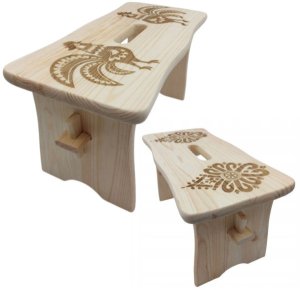 Krzesełko Drewniane w Stylu Góralskim Parzenica Stołek Ryczka Taboret Sosna 4