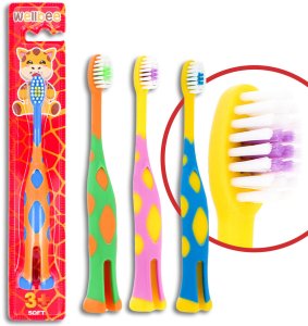 WELLBEE Szczoteczka dla dzieci KIDS(3+) Soft (blister) stojąca - mix kolorów 1szt 1