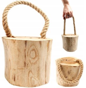 Stoper odbojnik ogranicznik do drzwi drewniany z liną 15 cm 1