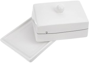 Maselniczka Orion Maselniczka z pokrywką ceramiczna biała / pojemnik na masło SERDUSZKA 2