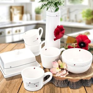 Maselniczka Orion Maselniczka z pokrywką ceramiczna biała / pojemnik na masło SERDUSZKA 6