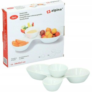 Miseczki na przekąski ceramiczne białe 26x22x6,5 cm 3